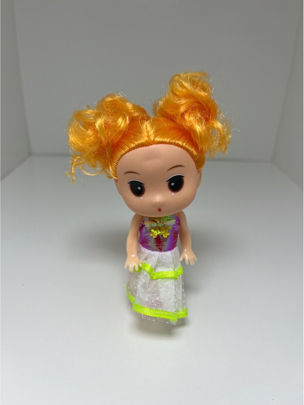 Miniso Korean Ddung Doll with Red Hair 4.5" Tall Cute Asian Girl Fashion Figure